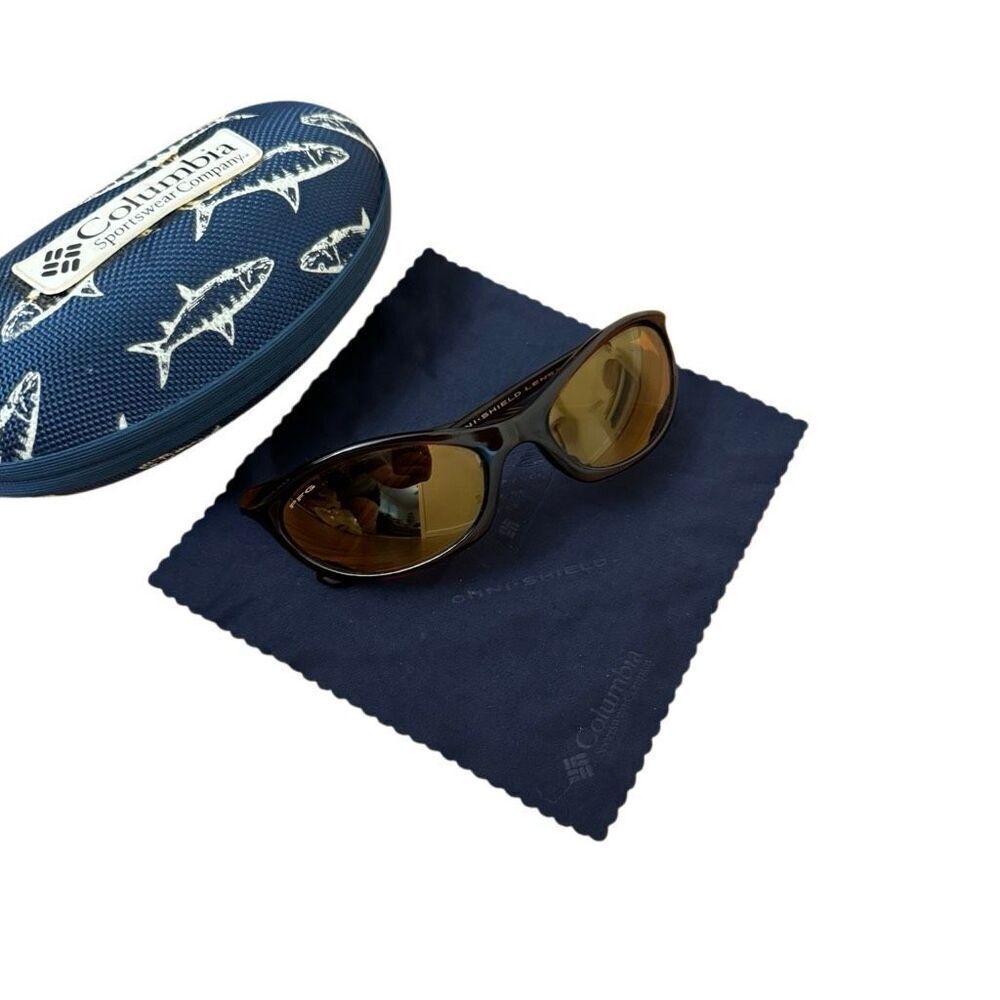 Columbia PFG Polarized Sunglasses Omni-Shield  Lenses Cool Creek With Case